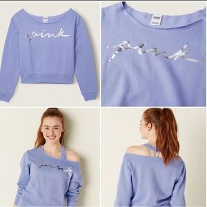 PINK Victoria's Secret Light Purple‎ Off-Shoulder Sweatshirt Size XXL